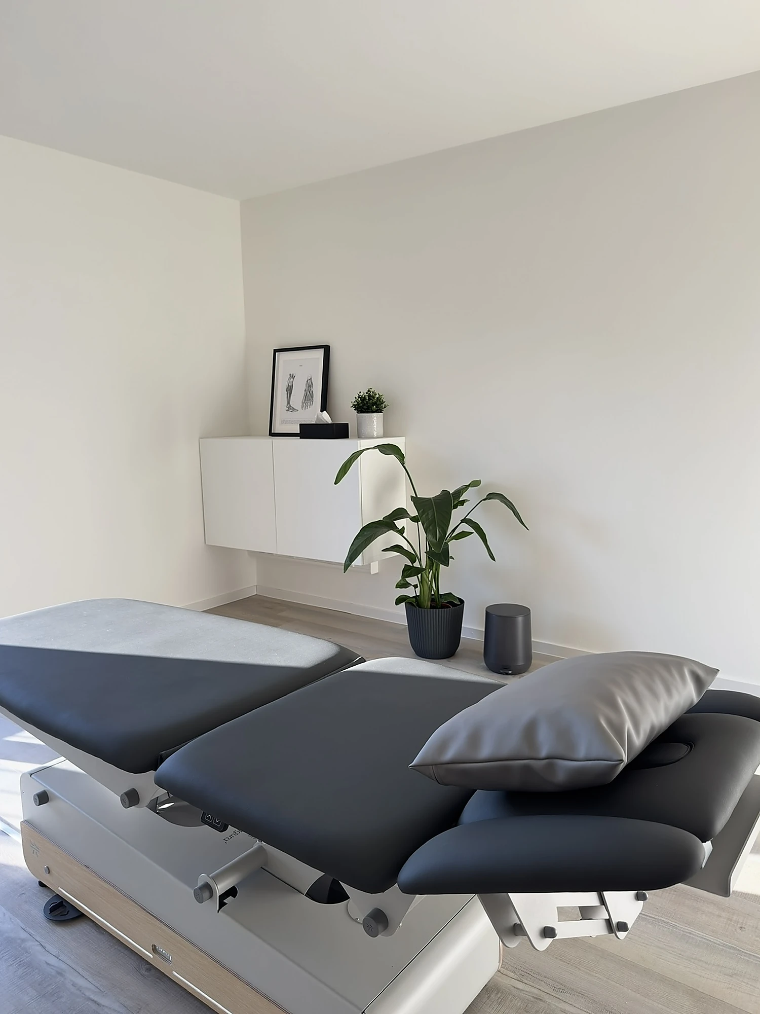Ruhiger Behandlungsraum mit moderner Therapieliege bei Physiomedic Eltville